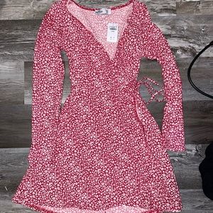 hollister floral wrap mini dress